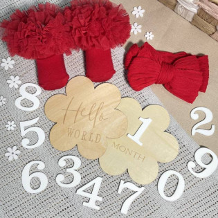 Подарунковий набір для дівчинки з дерев'яними картками для фото квітка