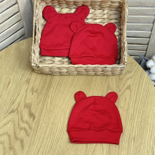 Дитяча шапочка з вушками червона