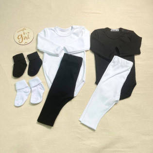 Комплект базового одягу для новонародженої дівчинки з боді та лосинами