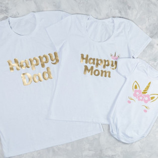 Набір сімейних футболок з єдиноріжкою