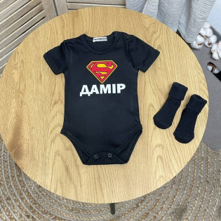 Іменний боді з емблемою супермена кольорова