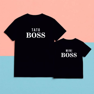 Набір футболок з написом "Тато boss/mini boss"