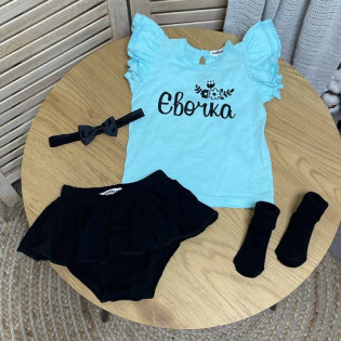 Комплект літній дівчинці з іменем Футболка+трусики 0-1рік