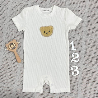 Літній ромпер-пісочник з ведмедиком рубчик