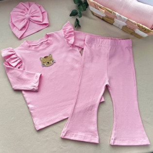 Рожевий костюм для дівчинки з лосинами-кльош 74 розмір