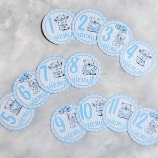 Наліпки для фото по місяцях хлопчику Я зростаю Тедді